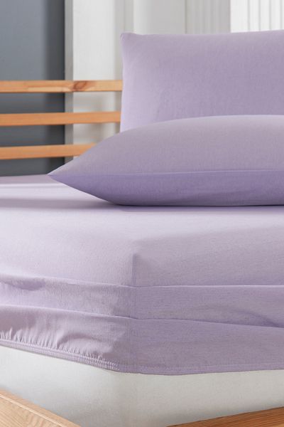 Rebeka Home Collection Lilac Akfil Fabric Elastic Fitted Padded Sheet Set