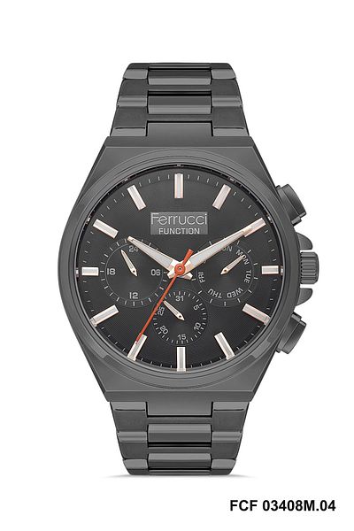 Ferrucci Fc 03408m Men's Wrist Watch - Function, Black with Bracelet Gift