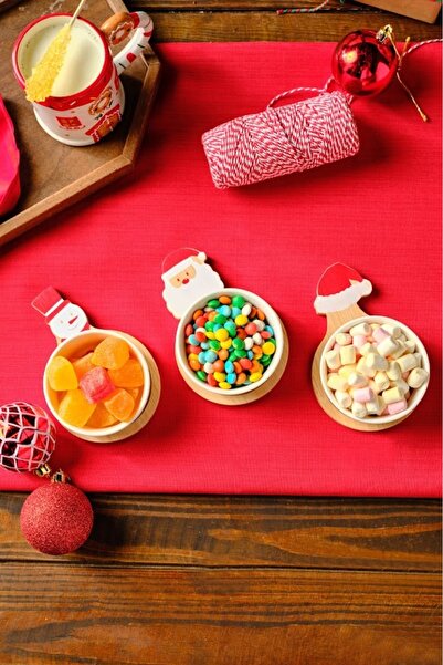 Karaca New Year Yılbaşı Bamboo Snack Noel Baba 3'lü Çerezlik