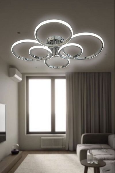 LİGHT HOUSE 3 Colors 6 Arm LED Chandelier - Living Room and Kitchen Circle Plafonier
