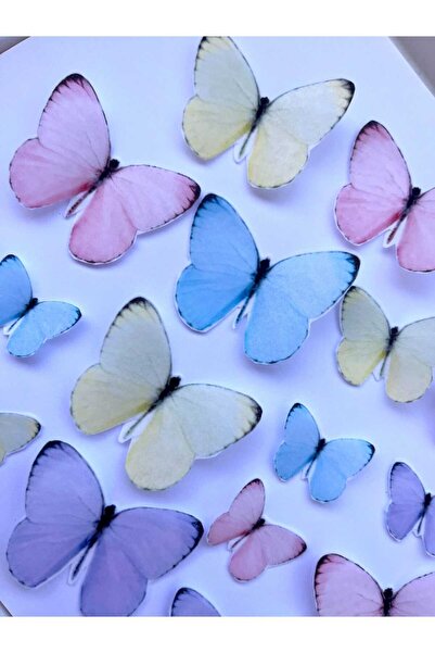 sevvom ÖZEL KESİM KULLANIMA HAZIR 3D UÇUŞAN KARIŞIK PASTEL RENKLERDE YENİLEBİ...