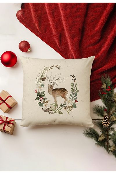 Filamente New Year Christmas Pattern - 4-Piece Throw Pillow Cover Set, Double Sided Digital Printed