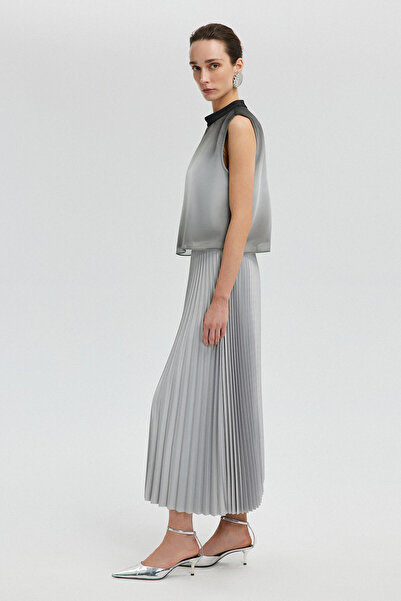 Touché Privé ARMLESS STAND COLLAR CHIFFON BLUZ