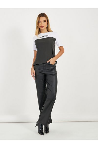 Styli Regular Fit Color Block Printed T-Shirt