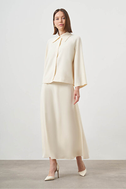 Mizalle Çıtçıt Detaylı Ekru Ceket