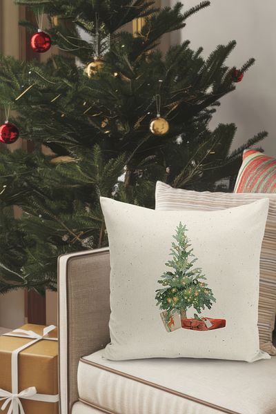 Filamente New Year Christmas Pattern - 4-Piece Throw Pillow Cover Set, Double Sided Digital Printed
