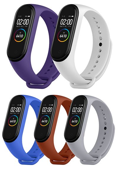 Telefon Aksesuarları مجموعة من 5 حبال سيليكون متوافقة مع Xiaomi Mi Band 3/4