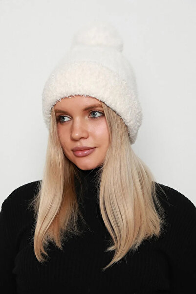 REMSA Pompom Detail Women's Beret 1136 Ecru