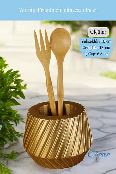 Evene Decorative Upright Spoon Holder - Countertop and Gold Color Model 21