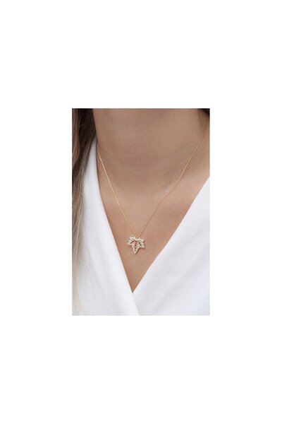 OGO SİLVER 925 Ayar Gümüş Çınar Yaprağı Kolye