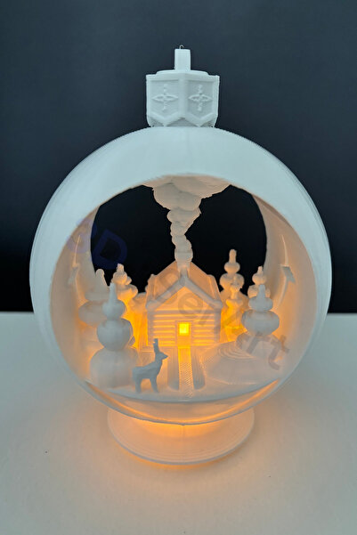 3D SerArt Kar Küresi Gece Lambası Pilli Mum Hediyelik Yıl Başı Çift Taraflı v...