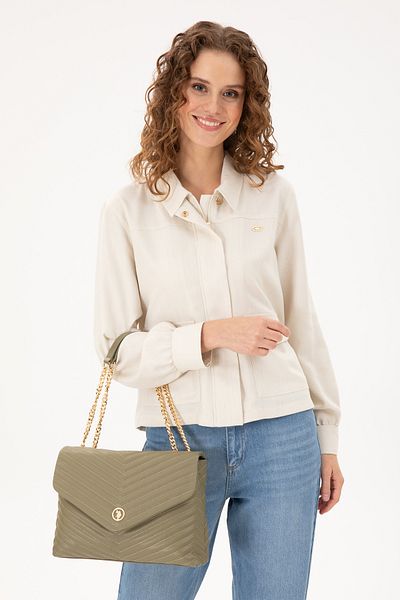 U.S. Polo Assn. Women's Khaki Chain Strap Handbag 50300325 -Vr027