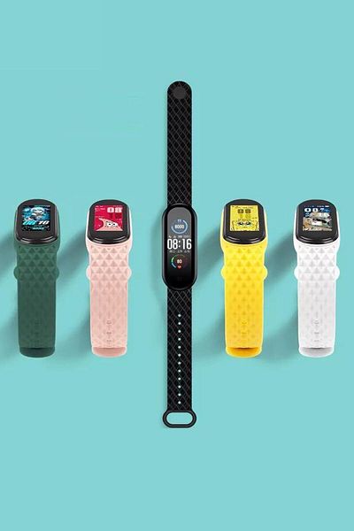 PUFWİN مجموعة سوار بنمط ماسي متوافق مع Xiaomi Mi Band 5/6 مكونة من 5 قطع