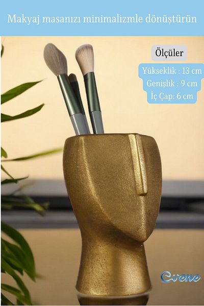 Evene Gold Antique Colored Makeup Organizer - Organizer and Brush Holder Model 23