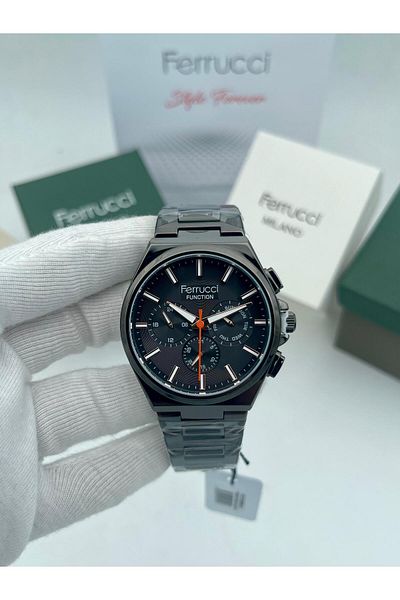 Ferrucci Fc 03408m Men's Wrist Watch - Function, Black with Bracelet Gift