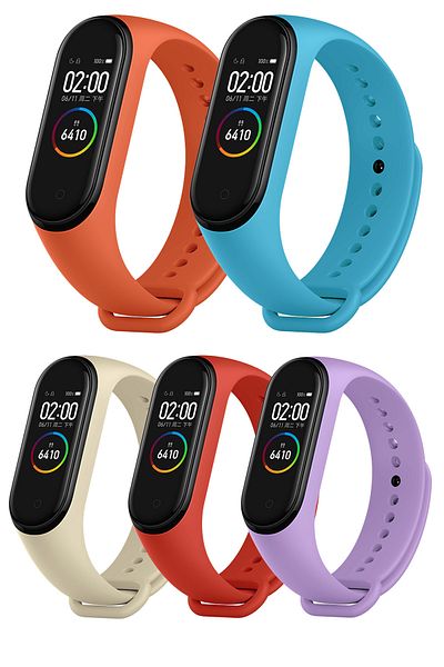 PUFWİN مجموعة من 5 حبال سيليكون متوافقة مع Xiaomi Mi Band 3/4