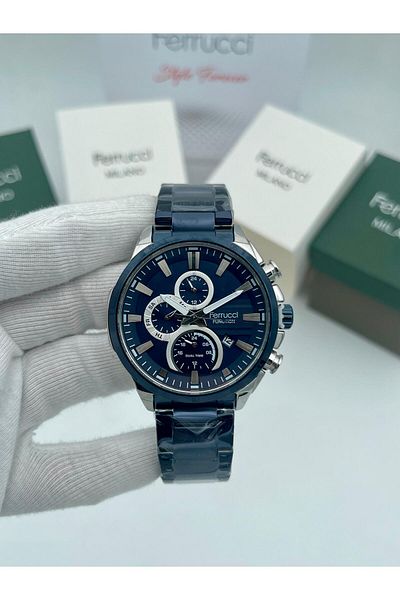 Ferrucci Men Wrist Watch Fc 12459Fm Function Blue Color with Bracelet Gift