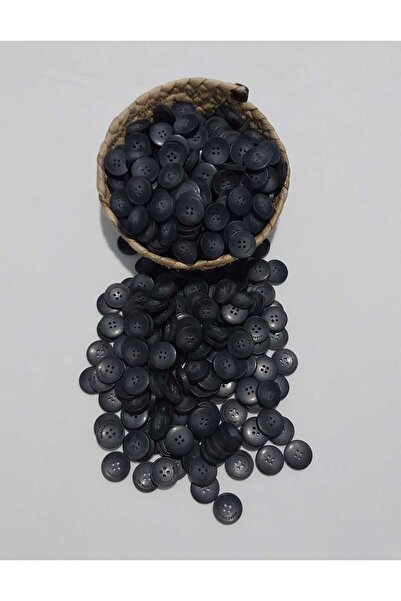 Tasarım Black Color Patterned 2.3 cm Diameter Polyester Button 20 Pieces.