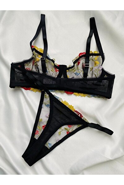 dem merys Ayla Model Elegant Floral Broderie Bra Set