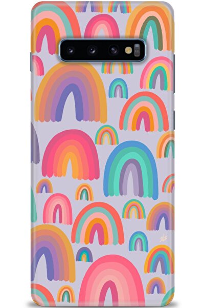 MRCİLETİSİM Samsung Galaxy S10 Plus Kılıf HD Baskılı Kılıf - Gökkuşakları + T...