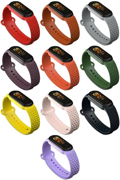 PUFWİN Xiaomi Mi Band 5 Ve 6 Uyumlu Elmas Desenli 10lu Kordon Seti
