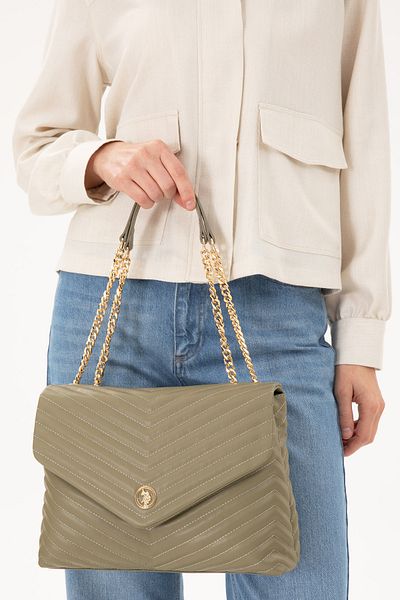 U.S. Polo Assn. Women's Khaki Chain Strap Handbag 50300325 -Vr027