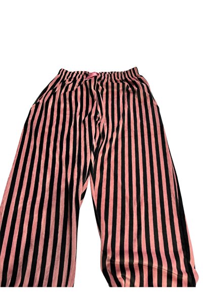 Stil Moda Soft Fransız Kadife Yumuşak Bilek Manşetli/lastikli Cepli Pijama Joger Eşofman Tek Alt