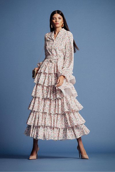 Touché Privé ROMANTIC FLOWER PATTERNED FLAT DETAIL DRESS