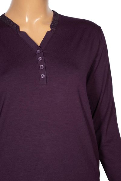 Pıtırcık Γυναικεία μπλούζα Cimariva Neval Plus Size με λαιμόκοψη V με πέτρα μωβ