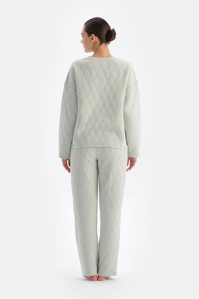 Dagi Hellgraues, gestepptes Pyjama-Oberteil