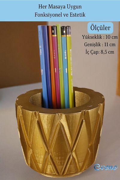 Evene Gold Colored Pen Holder and Desk Organizer - Model 18