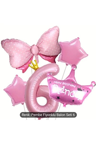 DÜVENCİ TİCARET PEMBE PRENSES TAÇ FİYONK FOLYOLU YAŞ BALON SET