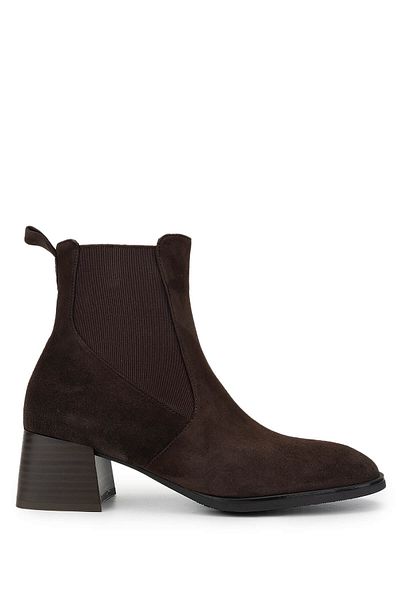 Tamer Tanca Women's Genuine Leather Brown Suede Heeled Boots