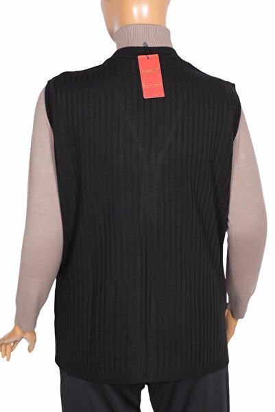 HESNA Women's Nida Shoulder Pocket Stoned Corded Knitwear Black Vest