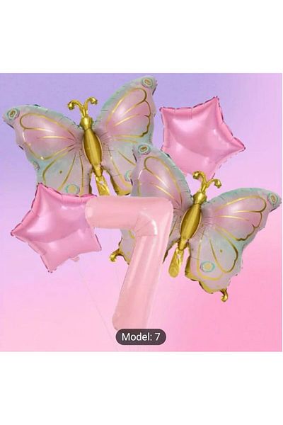 DÜVENCİ TİCARET Big Size Butterfly Foil Age Balloon Set