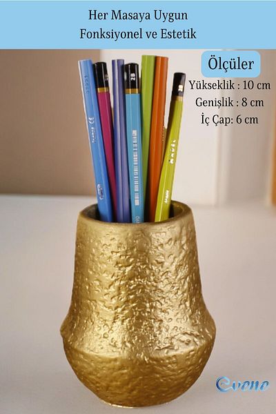 Evene Pen Holder Desk Pen Holder Organizer Pen Holder Gold Antique Color Model 15
