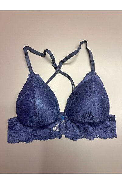 Top Step Kadın Lacivert Destekli Önden Klipsli Sırt Detaylı Yarım Bralet Tek ...