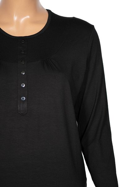 Pıtırcık Cimariva Γυναικεία Arsu Plus Size Μαύρη Μπλούζα με Ρόμπα και Στολισμένο Κουμπί