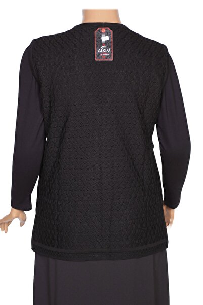 HESNA Alkım Women's Black Knitwear Vest - Openwork Pocket, 3 Button Openwork