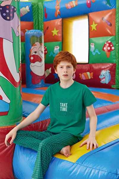 Hermevsim Set de pijamale pentru bărbați, verde polar, cu mânecă scurtă - 512