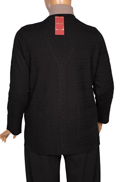 Hermevsim Hesna Women's Nilay Mother Pocket Buttoned Black Knitwear Cardigan Jacket