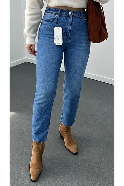 Narferita Blugi Juliet de culoare cu talie înaltă, slim fit