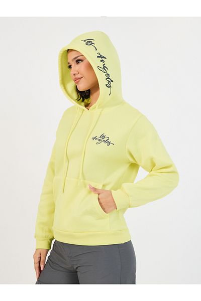 Styli LA Print Regular Fit Hoodie with Front Pocket