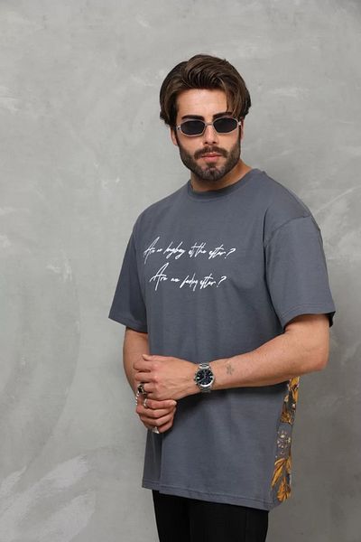 YALÇIN Smoked Unisex Oversize Crew Neck Printed T-shirt