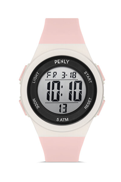 Penly Dijital Saat Pembe Renk 348-1 Serisi 5 Atm Su Geçmez + Kronometreli Ala...