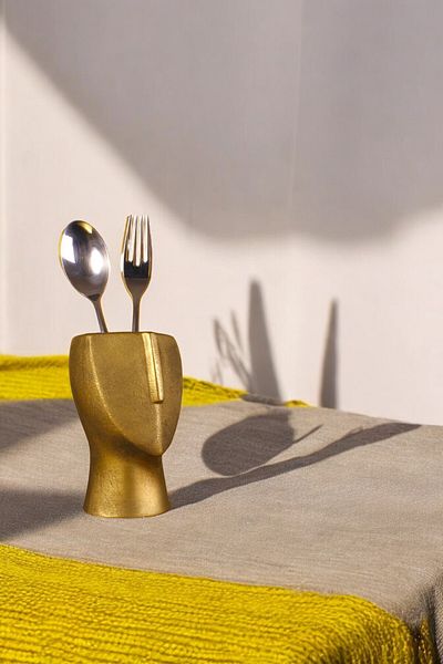 Evene Decorative Upright Spoon Holder - Counter Top and Gold Antique Color Model 23