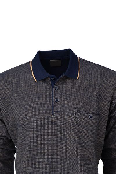 Oppland Pulover de iarnă pentru bărbați, cu gât polo, din bumbac, tricotat, clasic, cu nasturi, buzunare din flanel, confortabil