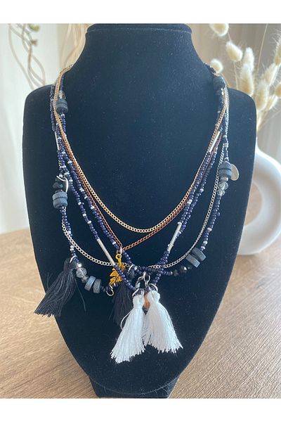 Store Bohemian Style Multi Layer Feather and Beaded Women's Necklace