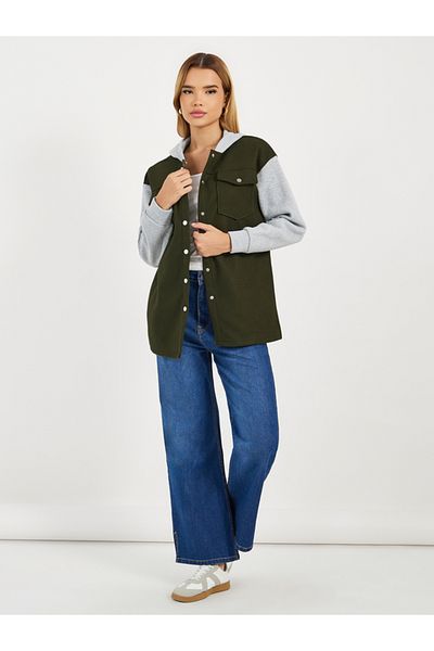 Styli Oversized Longline Color Block Shacket
