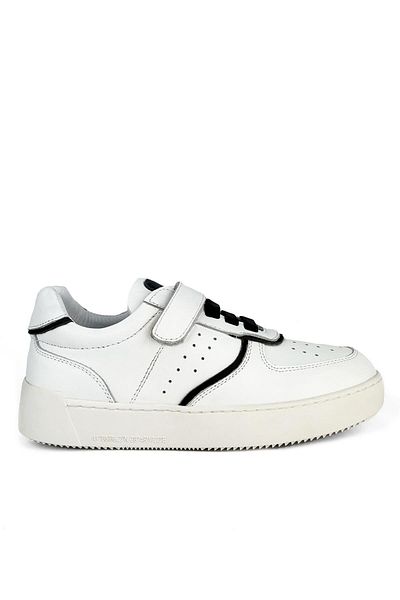 Cici Bebe Ayakkabı Urban Velcro Talpă anti-alunecare din piele naturală, albă, unisex, pantofi sport pentru copii